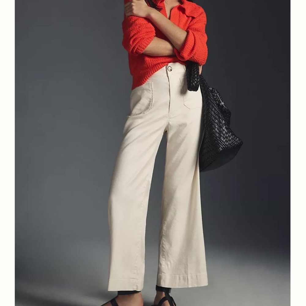Anthropologie Maeve Collette Linen Pant Ivory 8